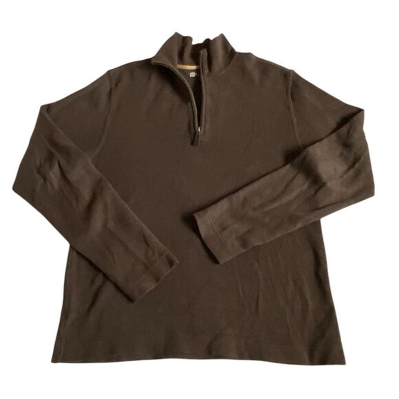 GAP Half-Zip Mock Neck Sweater Sweatshirt Men's Size M Brown Pullover Cotton - Picture 13 of 15